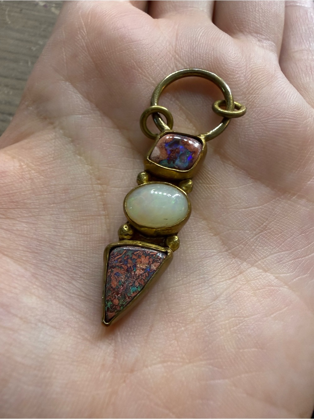 Brass Pendant with Cantera and Ethiopian Opal